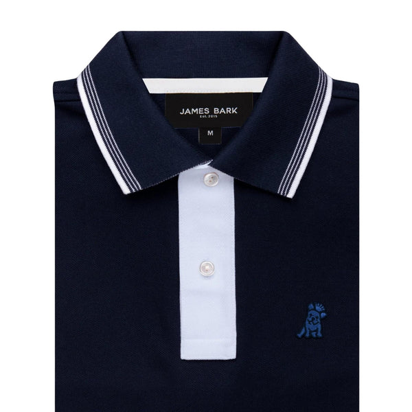 Men's Contrast Buttoning Polo Shirt - Navy A170