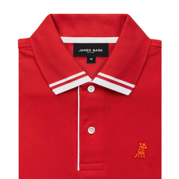 Men's Striped Accents Pique Polo Shirt - Risk Red A206