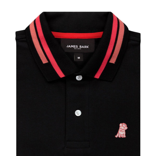 Men's Long Sleeve Striped Polo Shirt - Black Beauty A213