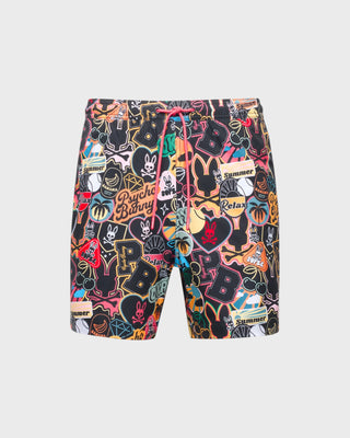 Marco AOP Swim Trunk - Black
