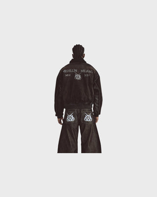 Santa Unión Bomber Velvet Jacket - Black