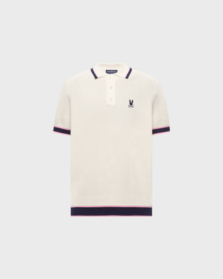 Dax Border Stripe Knit Polo - Pristine