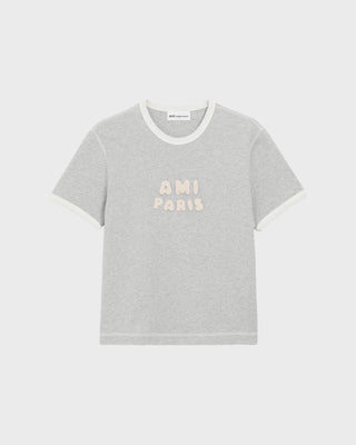 Ami Paris Patch SS TShirt - Gris Chine/Blanc Creme