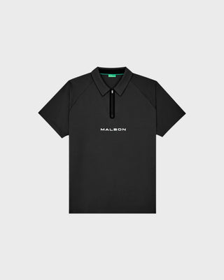 PERFORMANCE ZIP RAGLAN POLO BLACK