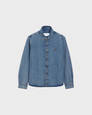 Blue Denim Shirt With Ami De Coeur - Bleu Used