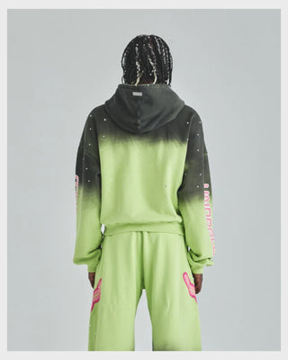 Act 1 Neon Boxy Fit Hoodie Faded Green