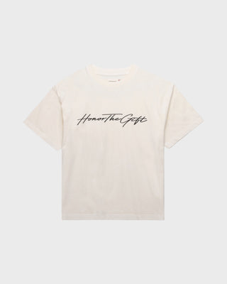 SCRIPT TEE - BONE