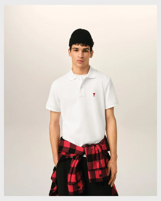 White Cotton Polo With Ami De Coeur White