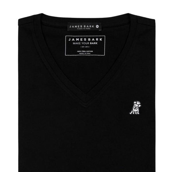 Mens V Neck Jersey T-shirt - Black A11