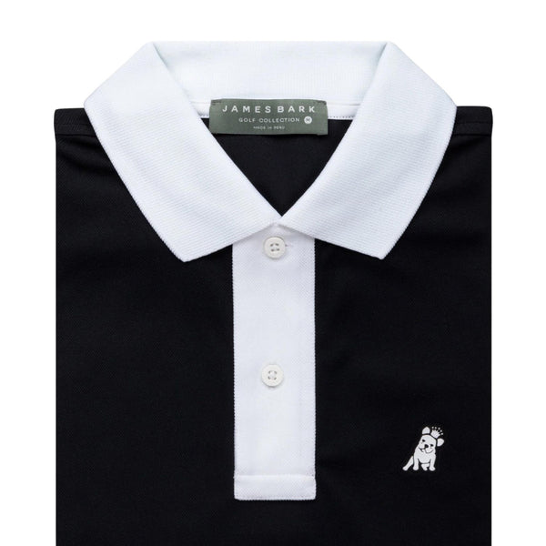 Men's Contrast Collar Golf Polo Shirt - Black