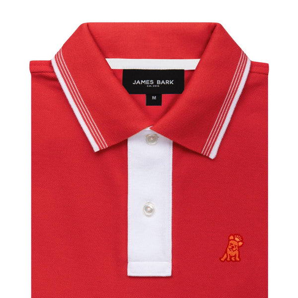 Men's Contrast Buttoning Polo Shirt - Risk Red A206