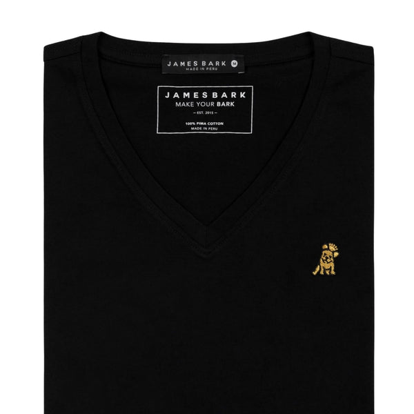 Mens V Neck Jersey T-shirt - Black A36