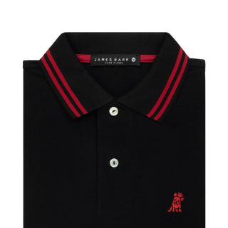 Men's Stripe Collar Polo Shirt - Black A189