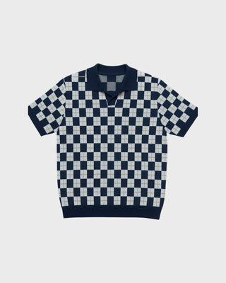 Quadri Jacquard Polo - White/Blue/Yellow