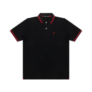 Men's Stripe Collar Polo Shirt - Black A189