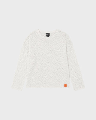 CROCHET L/S CREW NECK - ECRU