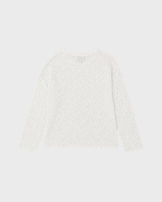 CROCHET L/S CREW NECK - ECRU