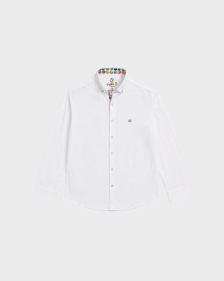 L/S SHIRT - SOLID COTTON STRETCH WHITE