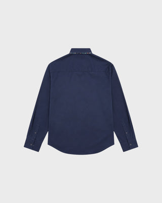 L/S SHIRT - SOLID COTTON STRETCH NAVY