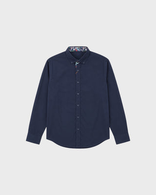 L/S SHIRT - SOLID COTTON STRETCH NAVY