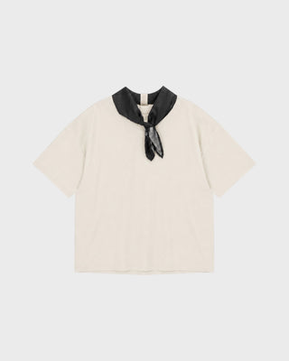 INIMIGO SILK SCARF T-SHIRT - WHITE/BLACK2