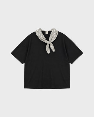 INIMIGO SILK SCARF T-SHIRT - BLACK/WHITE
