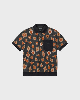 MEXICAN HEARTS JERSEY POLO - BLACK