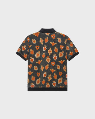 MEXICAN HEARTS JERSEY POLO - BLACK