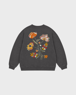 SWEATSHIRT - EMBROIDERY FLOWERS 900 BLACK