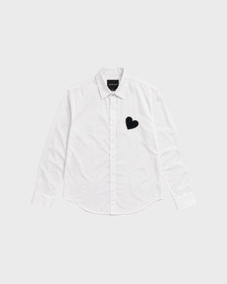 BUTTON SHIRT - HEART PATCH 105 SNOW WHITE