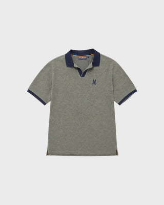MACKAY JACQUARD JOHNNY COLLAR POLO - SEA SPRAY