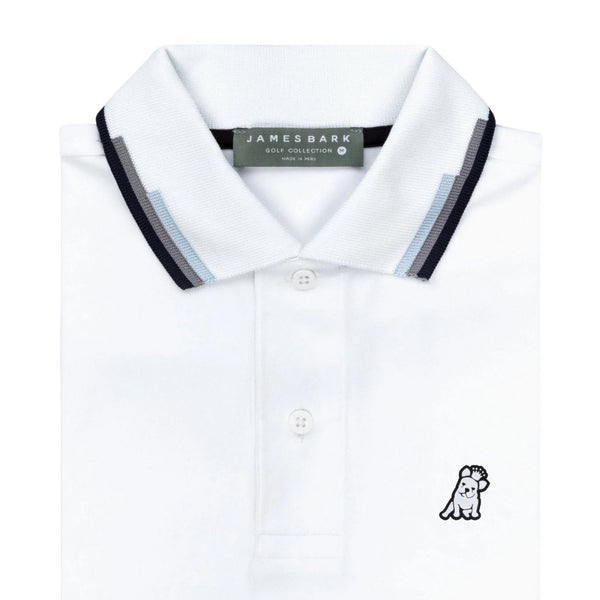 Men's White Lines Collar Golf Polo Shirt