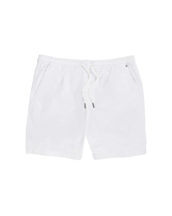 Men's Isles Embroidered Elastic Waist Shorts - White