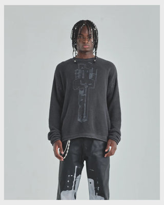 Act 1 Cross Slim Fit Knitted Crewneck Vintage Gray