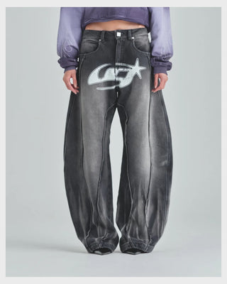 W Act 1 UG Star Barrel Vein Jean Washed Black