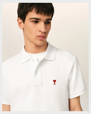 White Cotton Polo With Ami De Coeur White
