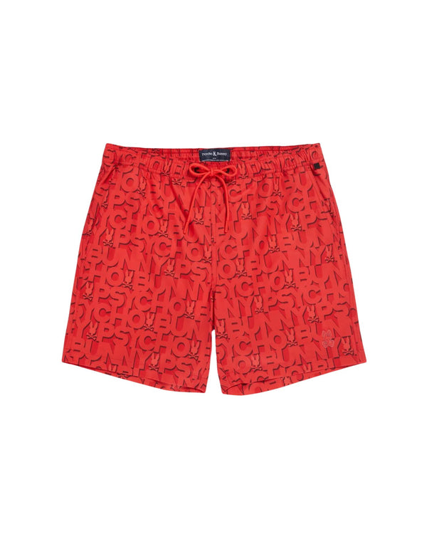 Men's Damon All Over Print Swim Trunk - Chilli Red