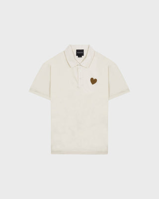 Contrast Heart Polo - Raw Brownie
