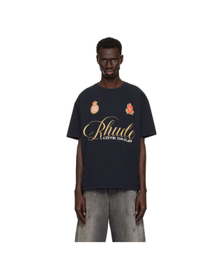 Rhude Script Crest Tee- VTG Black