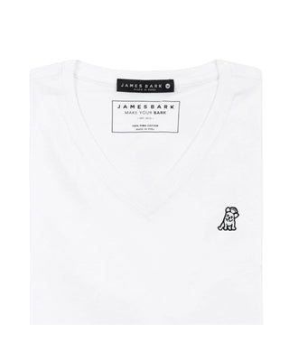 Mens V Neck Jersey T-shirt - White A11
