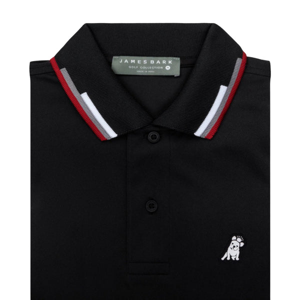 Men's Lines Collar Golf Polo Shirt - Black