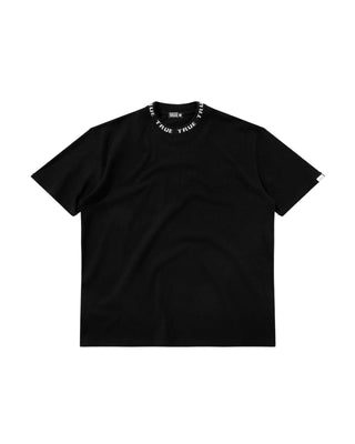 Knit Collar Oversized T-shirt - Black