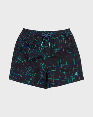 Kid's Abstract Swim Trunk - Black Beauty