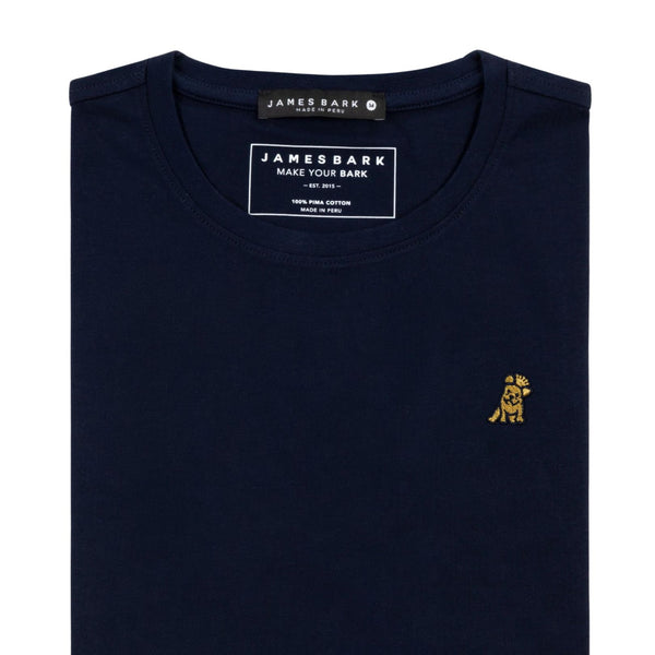 Mens Crew Neck Pique T-shirt - Navy A46