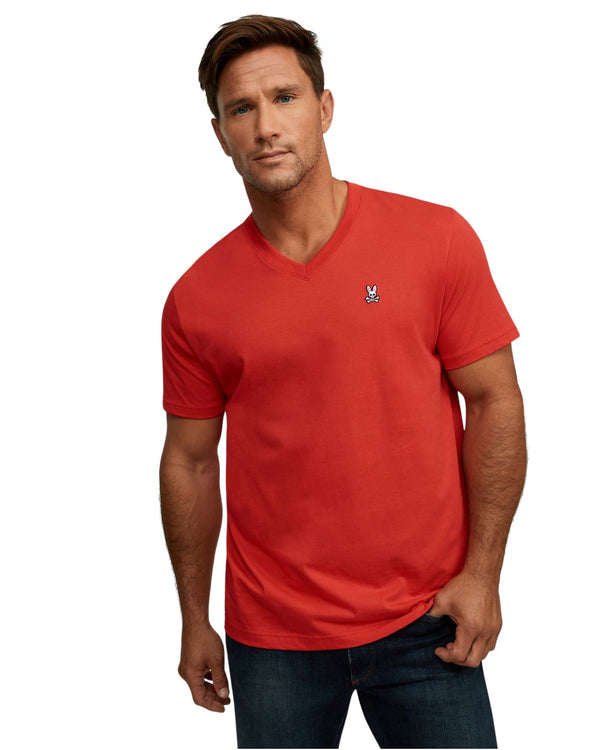 Men's V Neck Tee - Brilliant Red