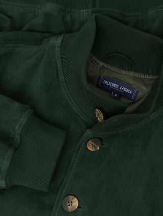 Vicente Suede Bomber Jacket - Evergreen