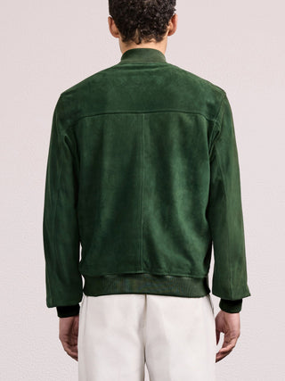 Vicente Suede Bomber Jacket - Evergreen
