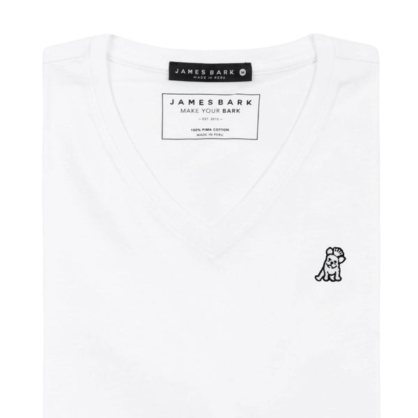 Mens V Neck Jersey T-shirt - White A11