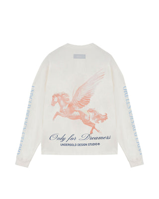 Dreamers Pegasus Long Sleeve Boxy T-shirt - White