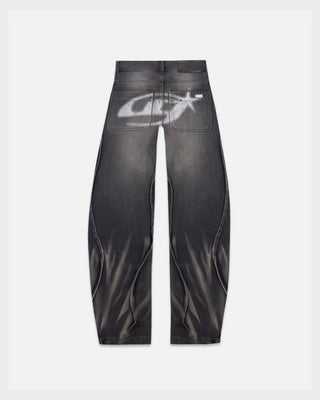 W Act 1 UG Star Barrel Vein Jean Washed Black